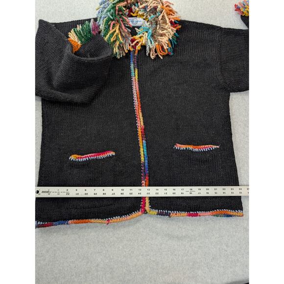 The Sweater Venture Size? XL 50% Wool 50% Alpaca Rainbow Fringe Artsy Cardigan - Picture 8 of 14